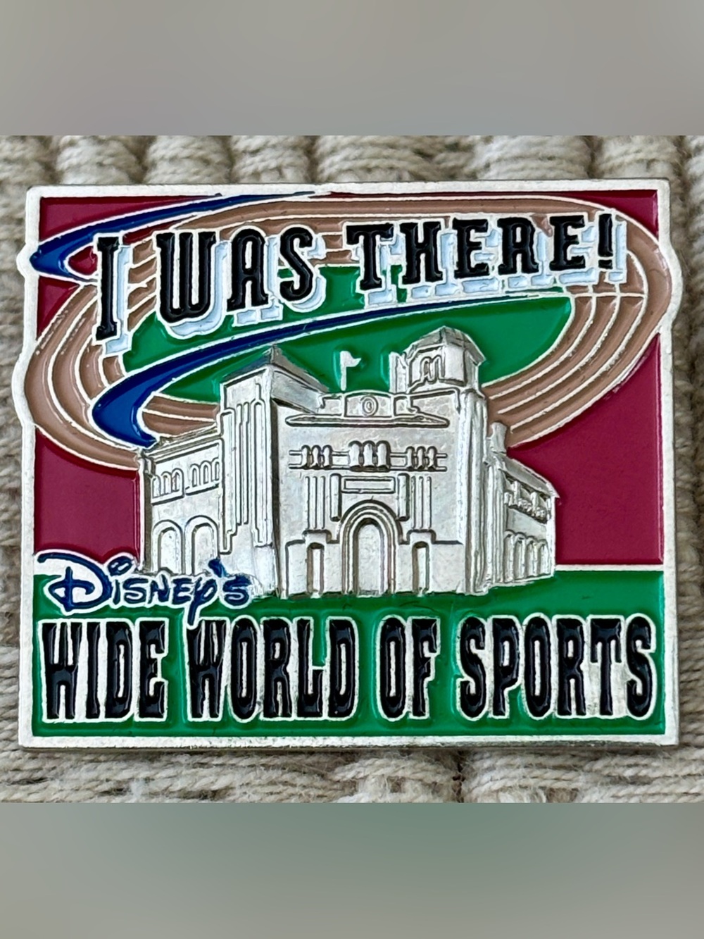 DISNEY Vintage 1997 Wide World of Sports Track & Field Background Pin